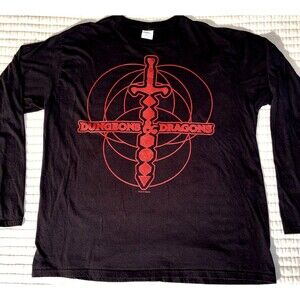 Dungeons & Dragons Dice Sword Logo Men’s Graphic Print Long Sleeve XL  T-Shirt